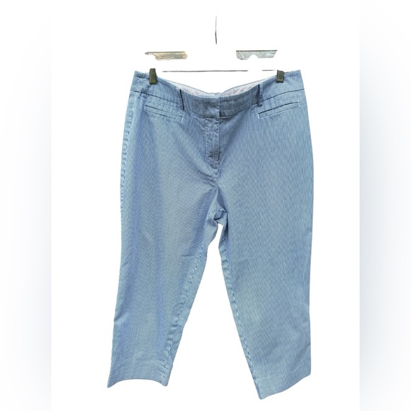Talbots The Perfect Crop Blue and White Striped Cropped Pants Women’s size 12 P - Picture 1 of 9